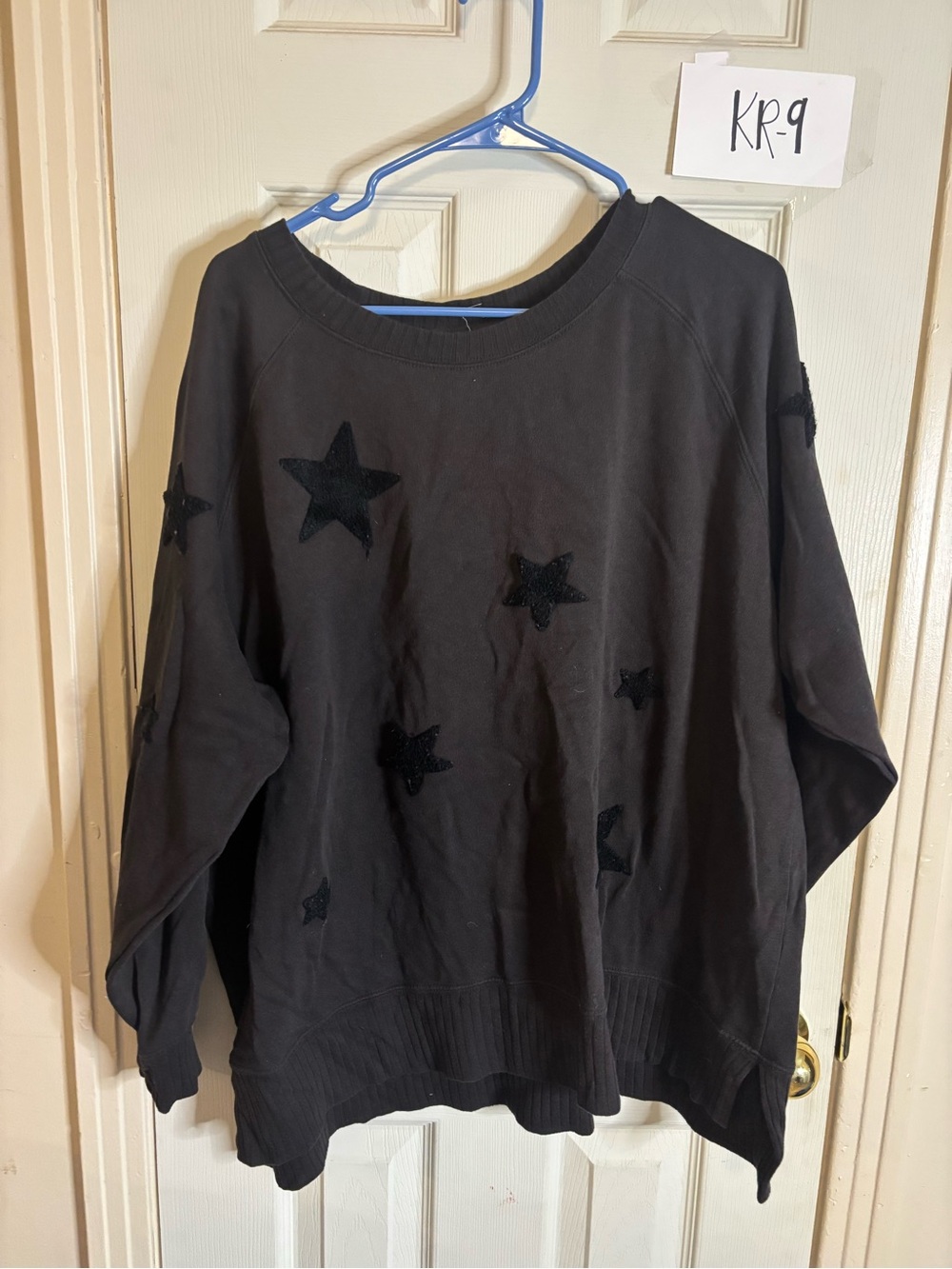 Maurices Black Star Appliqué Crew Neck Sweatshirt